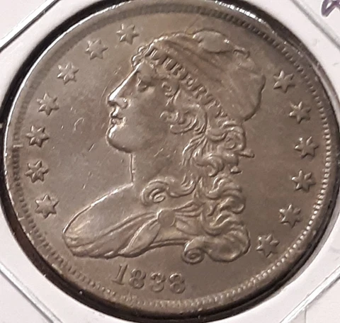 1838 Capped Bust 89% Silver Quarter AU Condition Nice Detail Cover