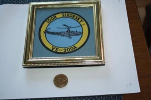 4" IGOR SIKORSKY AIRCRAFT HELICOPTER ROUND EMBROIDERED PATCH VS 300A FRAMED - Picture 1 of 5