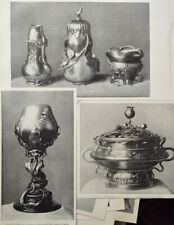 Holzstiche Tiffany Glas Gefässe Pokal Bowle Hofjuwelier Schaper Berlin  ca 1890