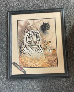 FRAMED COMPLETED CROSS STITCH: EYES IN THE WILD : 52 x 46cm(SLIGHT MARKING) - Picture 1 of 1