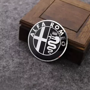 74mm Alfa Romeo Black Emblem Aluminium Badge 147 156 159 166 Brera Mito - Picture 1 of 3