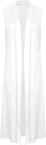 Ladies Sleeveless Maxi Long Length Boyfriend Cardigan Collared Top Long Floaty - Picture 1 of 12