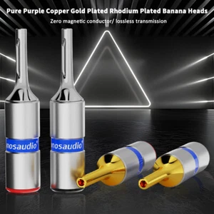 1Pair OFC Plug Rhodium /Gold Plated Banana Connectors HiFi Speaker Cable Adapter - Picture 1 of 26