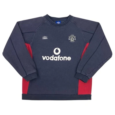 Vintage 90s Umbro Manchester United vodafone Large Sweatshirt Blue/Red Blue Tag - Image 1 of 4