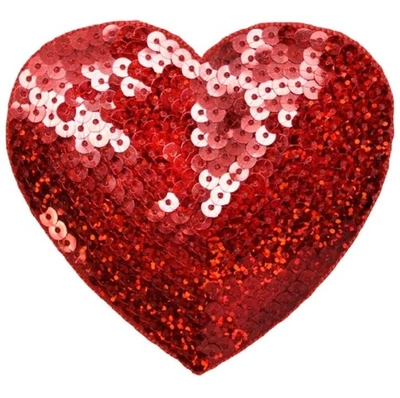 Extra Large Red Sequin Heart Applique Patch 4" (Iron On) - Image 1 of 2
