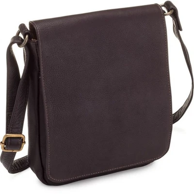 Le Donne Women's Cafe Brown Leather Capella Flapover Crossbody Bag Purse I1-2 - Image 1 of 4