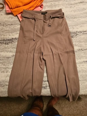 Pantalón Ann Taylor LOFT Pierna Ancha Puño Talla 2 Tostado Mezcla Lana Tweed Excelente Foto 1 de 2