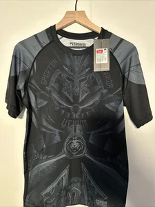 Venum Gladiator 3.0 Short Sleeve MMA Compression Rashguard - Black/White - Picture 1 of 5