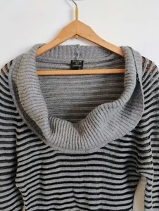 Kate Moss Topshop Cute Grey Striped Jumper Dress UK12 - Picture 1 of 4