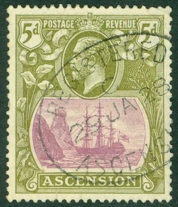 SG 15d Ascension 1922. 5d purple & olive-green. Very fine used CAT £32 - Picture 1 of 1