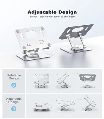 ST02 Tablet Stand Adjustable with 360 Swivel Base Aluminum Tablet Stand Holder - Image 1 of 4