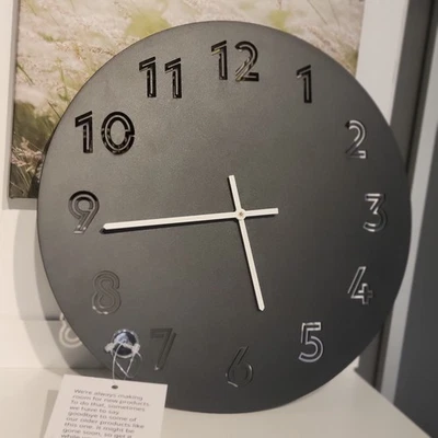 IKEA TUNNIS Wall Clock 11 3/4" Black Retro Modern Low Voltage Battery Operated