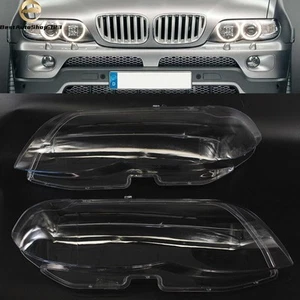 Right+Left Headlight Shell Headlight Lens Plastic Cover For BMW X5 E53 2004-2006 - Picture 1 of 8