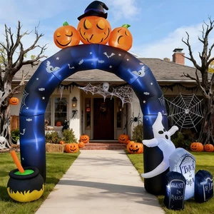 10FT Halloween Inflatable Archway with Pumpkin & Ghosts - Outdoor Garden - Picture 1 of 5