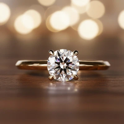 D/VS2, IGI, 1.05 CT Round Cut Lab Grown Diamond 14K Gold Engagement Ring For Her - Image 1 of 4