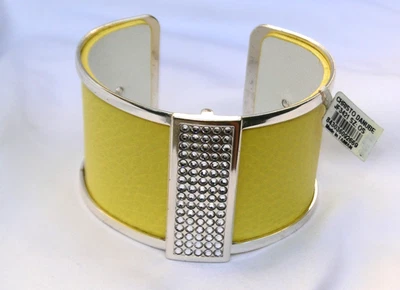 Brazalete Brazalete Brighton Christo Danubio Plata Cristal Amarillo Blanco Cuero Nuevo con Etiquetas Foto 1 de 4