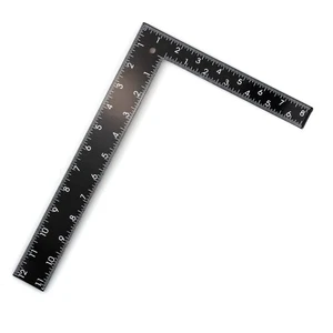 1 pieza de regla cuadrada de medición de acero inoxidable templado negro para cuero Cra - Imagen 1 de 5