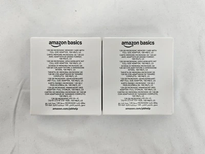 NEW LOT OF 2 128 GB Amazon Basics Micro SDXC Memory Card with Full Size Adapter - Image 1 of 2