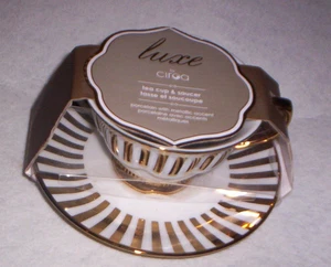 Ciroa GOLD Metallic Tasse & Untertasse neue Streifen - Bild 1 von 1