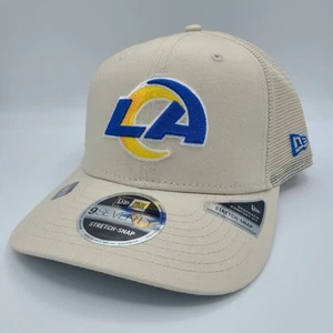 Los Angeles Rams LA Hat New Era 9Seventy Stretch Snapback Cap Khaki Mesh Back - Picture 1 of 6