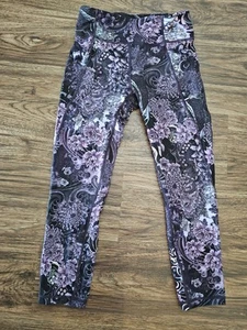 Lululemon Time To Sweat Crops 23" Memoir Multi Purple Tight Side Pockets Sz 6 - Picture 1 of 9