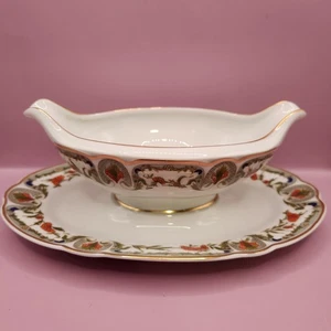 Vintage Haviland Limoges Frankreich Sauciere mit befestigtem Unterteller, 10" lang - Bild 1 von 10