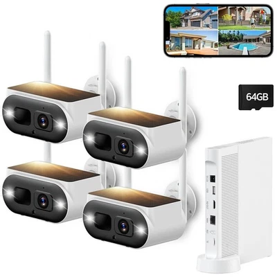 Sistema de cámara de seguridad CCTV solar para el hogar 10 canales NVR 4MP inalámbrico exterior IR noche 5G Foto 1 de 4