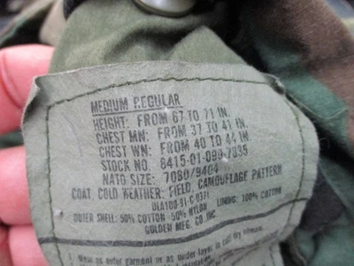 USGI MILITARY M65 FIELD JACKET WOODLAND BDU M81 CAMO COLD WEATHER COAT M-65 USED - Image 1 of 4