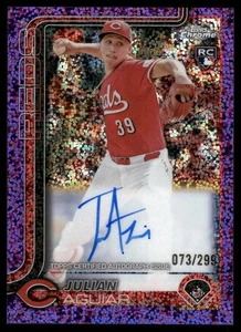 2025 Topps Chrome JULIAN AGUIAR PURPLE SPECKLE REFRACTOR AUTO /299 #RA-JA - Picture 1 of 2