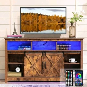 Stylish-Elegant 57" White TV Stand w/ Barn Doors & Built-In Power –Limited Style - Picture 1 of 7
