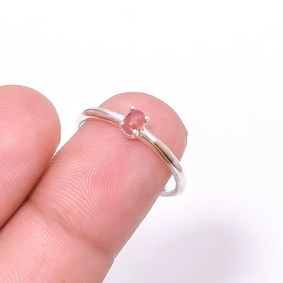 Turmalina Rosa - Anillo Solitario Brasil Piedras Preciosas Plata de Ley 925 s.6.5 Sku8 Foto 1 de 4