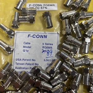 89- F-Conn 6 Series Cable RG6WR Crimp Coaxial Cable Connectors, Tri To 67% - Picture 1 of 6