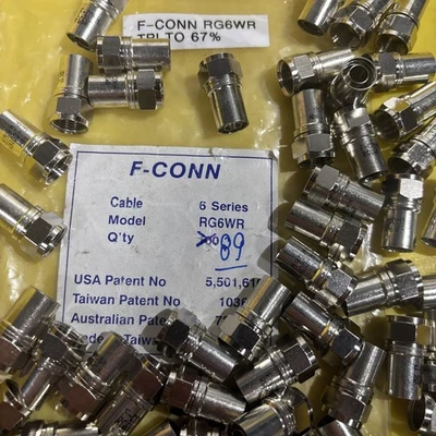 89- F-Conn 6 Series Cable RG6WR Crimp Coaxial Cable Connectors, Tri To 67% - Image 1 of 4