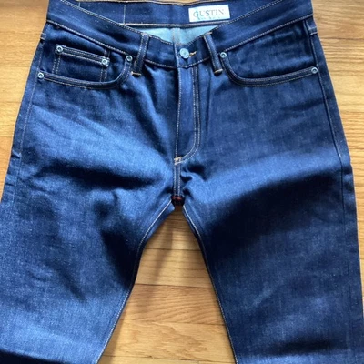 Pantalones de mezclilla Gustin con ribete California para hombre ajustados con botones 116699 índigo crudo 34/36 Foto 1 de 4