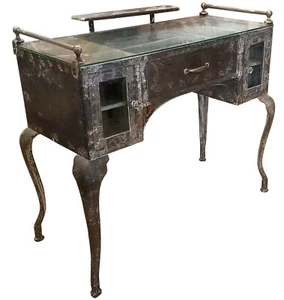 Antique French, Early 20th c. Industrial Metal Vanity Dressing Table - Picture 1 of 4