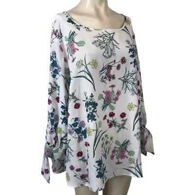 NINE WEST - TOP POLIÉSTER CUELLO REDONDO MANGA 3/4 FLORAL BLANCO MUJER 3X Foto 1 de 4