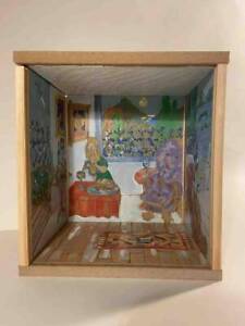 new hand painted artist dollhouse roombox miniature room display for doll scale