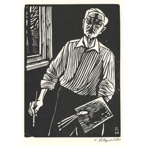 Conrad Felixmüller Selbst Holzschnitt signiert 1967 + Katalog Ausstellung 1972 - Bild 1 von 7