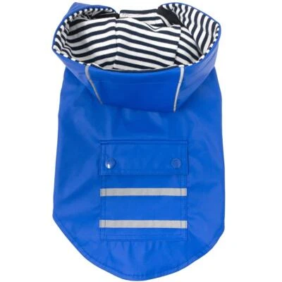 Waterproof Dog Raincoat Striped Lining - Cobalt Blue - Sizes XS-3XL - Image 1 of 3