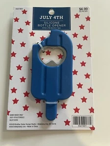NWT 4th of July Silicone Bottle Opener Blue Popsicle Shape 4.1" Patriotic Americ - Picture 1 of 5