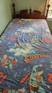 1978 Vintage DC Comics Superman Flat Twin Size Bed Sheet - Picture 1 of 6