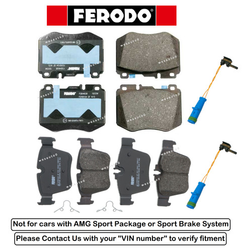 Front & Rear Brake Pad Set + Sensors For Mercedes S450 S550 S560 (APS - Jurid/Ferodo Spec)