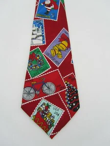 Corbata roja de vacaciones con sello de franqueo de Navidad B - Imagen 1 de 3