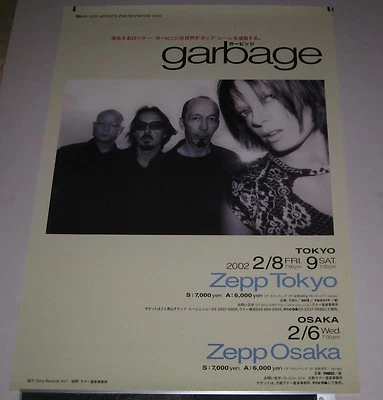$0 ship! GARBAGE Japan PROMO ONLY original TOUR POSTER 2002 Shirley Manson - Image 1 of 2