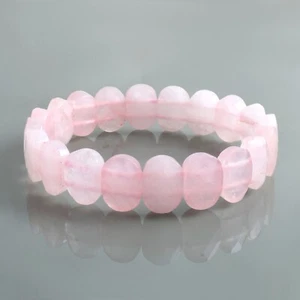 Handcrafted Natural Cuarzo Rosa Ovalado Cuentas Elástica Pulsera Unisex - - Imagen 1 de 6