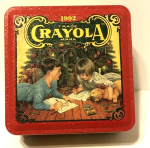 🙂 Crayola 1992 edición limitada lápiz coleccionable de vacaciones caja de lata (vacía) 6x6 - Imagen 1 de 7