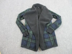 Abercrombie & Fitch Sweater Womens Extra Small Blue Green Plaid Cardigan Fleece - Picture 1 of 10