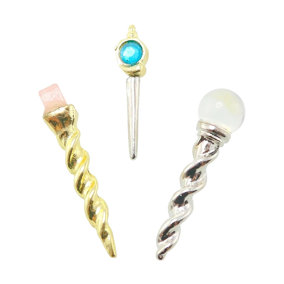 3 Mini Fairy Garden Magic Unicorn Wands Accessories Resin 1 Inch Magical