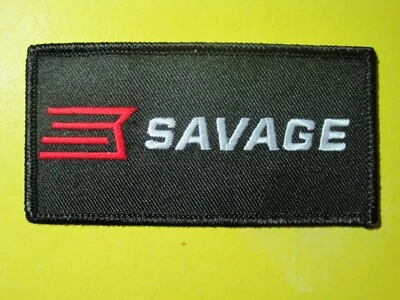 SAVAGE ARMS FIREARMS LOGO VEST PATCH 2 X 4 INCH IRON ON OR SEW ON GUN EMBLEM