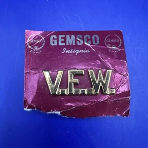 PIN de cuello VFW de 1,5" vintage GEMSCO tono dorado - Imagen 1 de 2